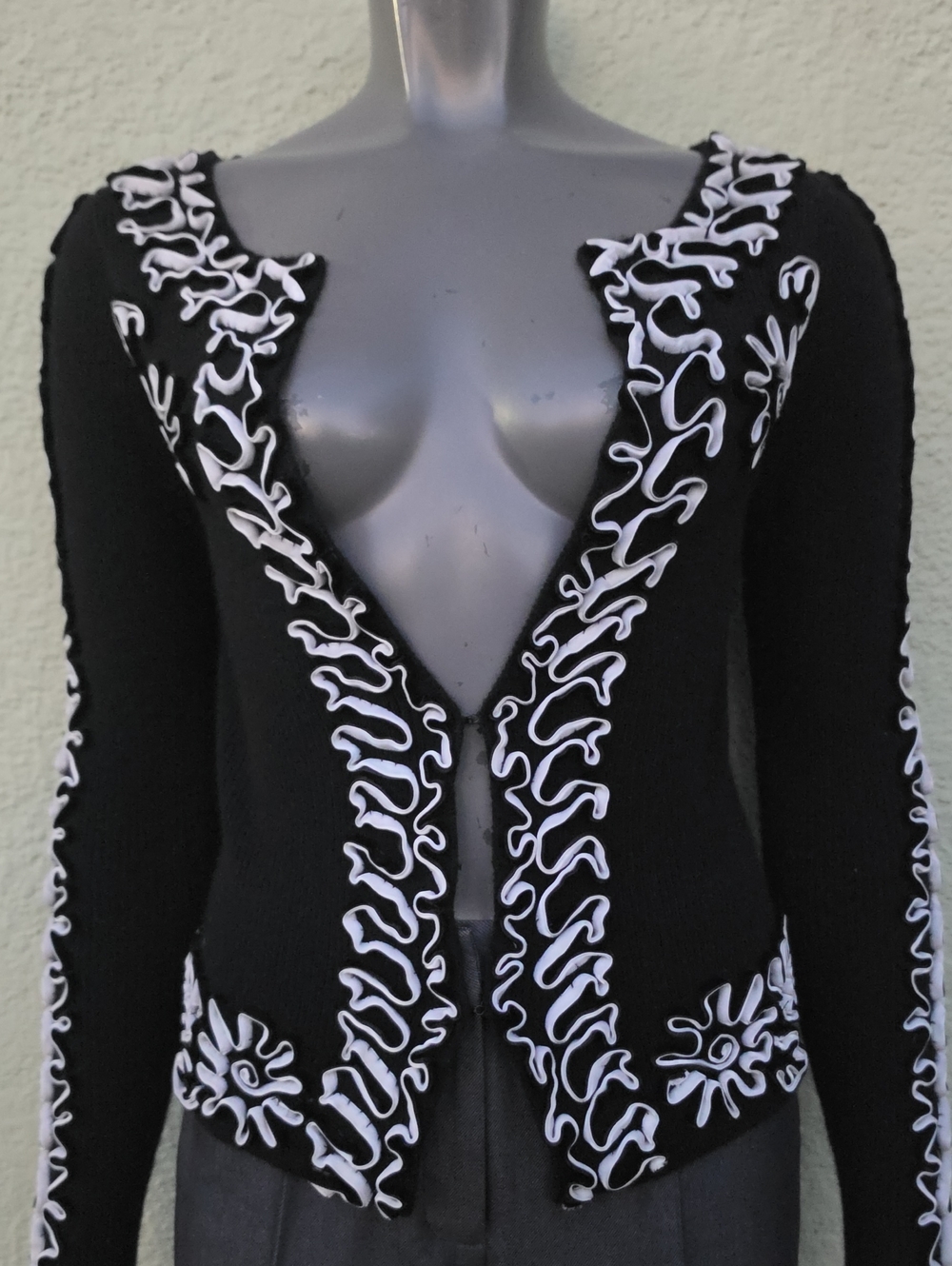 Valentino Roma Ladies Cashmere /Wool Embroidered Sweater *Hook & Loop Closure*
